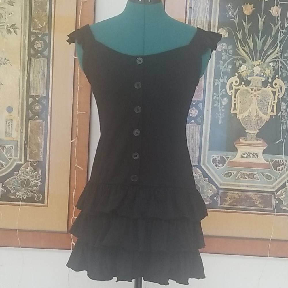 Black Ruffle Mini Dress!